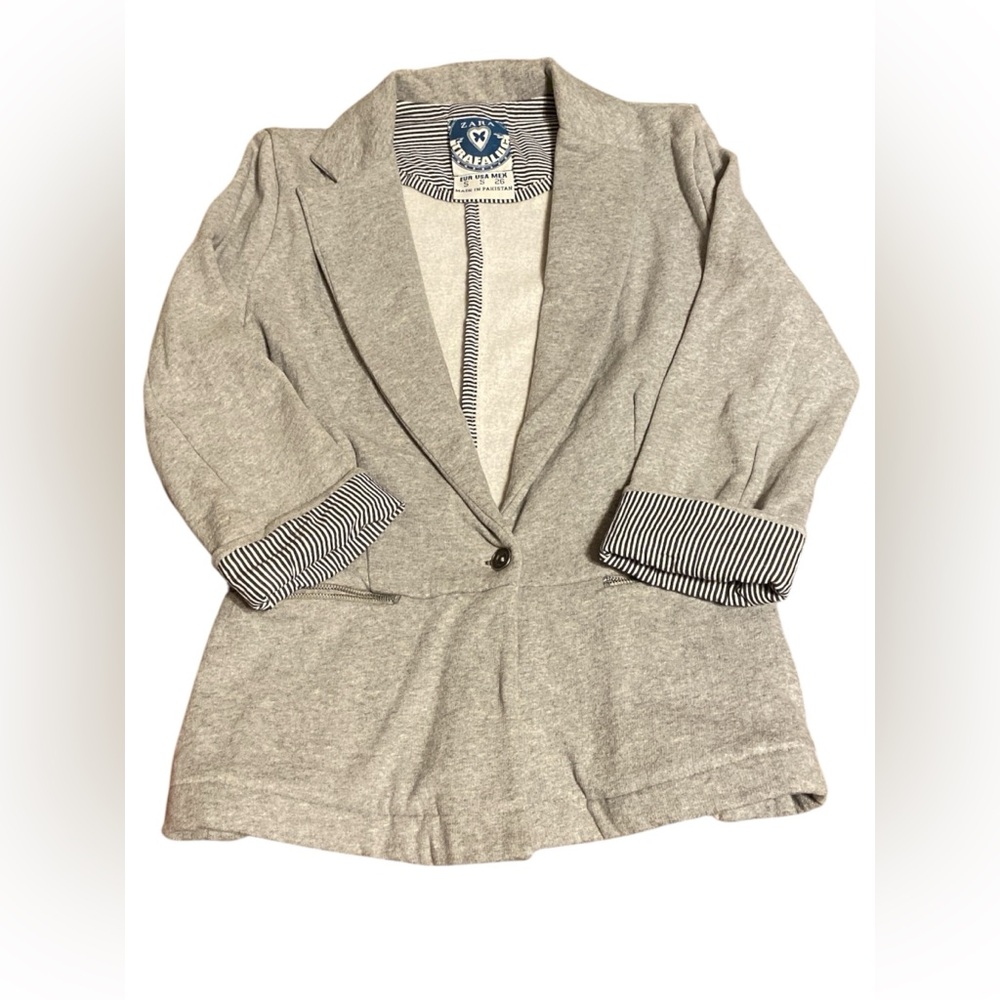ZARA Gray Blazer with Striped Lining